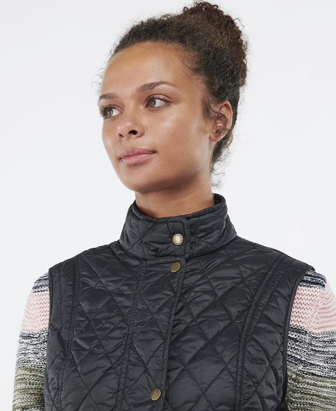 Women's Barbour Weste Otterburn Vest Black | AQPYDN-906