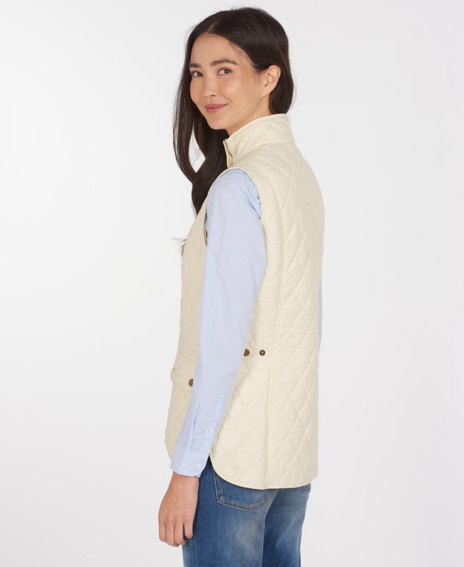 Women's Barbour Weste Otterburn Vest Cream | PRZCBT-951