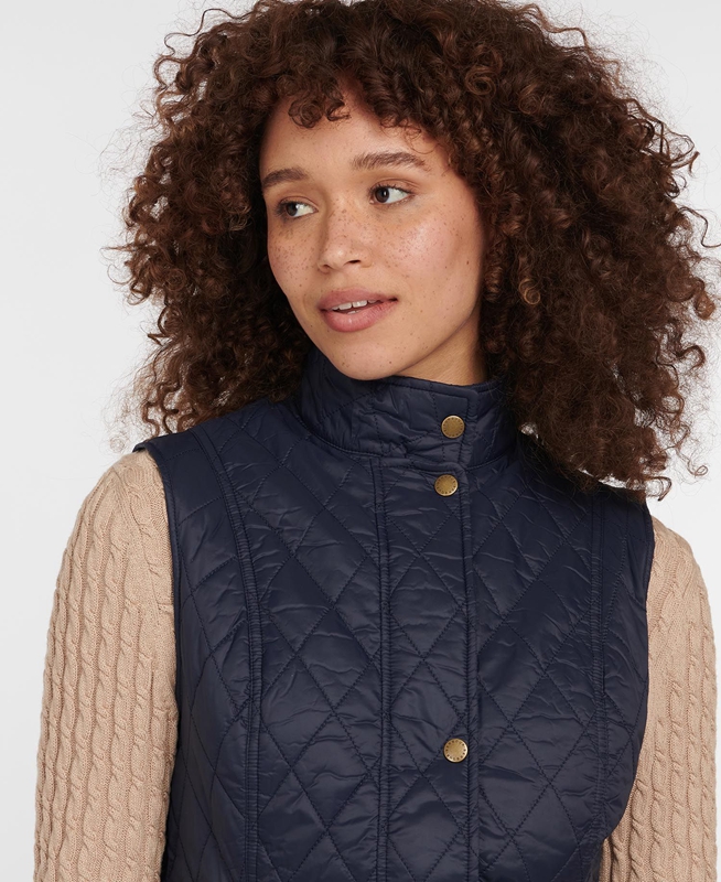 Women's Barbour Weste Otterburn Vest Navy | WAYHNP-958