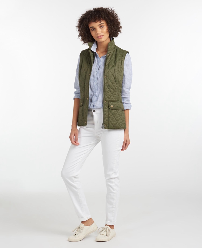 Women's Barbour Weste Otterburn Vest Olive | ZBCAPI-049