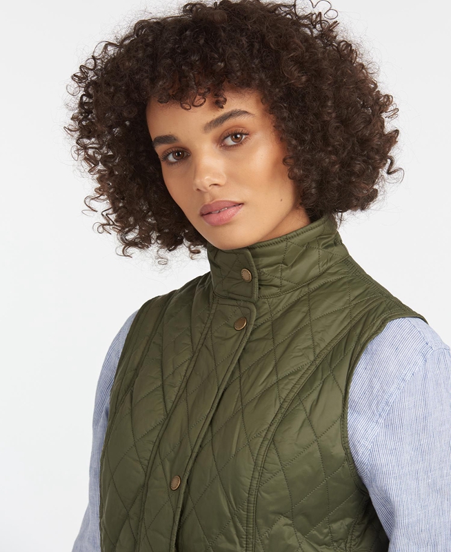 Women's Barbour Weste Otterburn Vest Olive | ZBCAPI-049