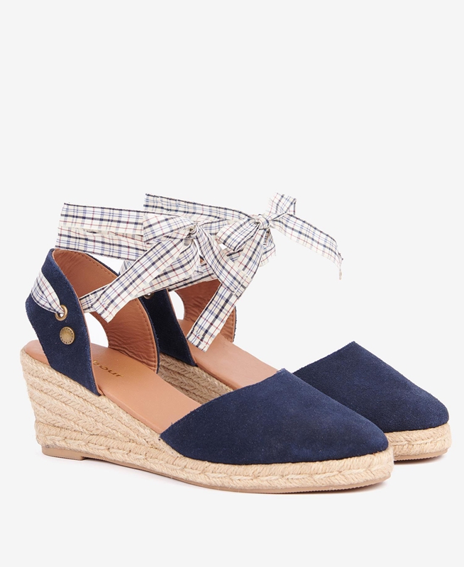 Women's Barbour Whitney Wedge Sandals Blue | GMFVZY-906