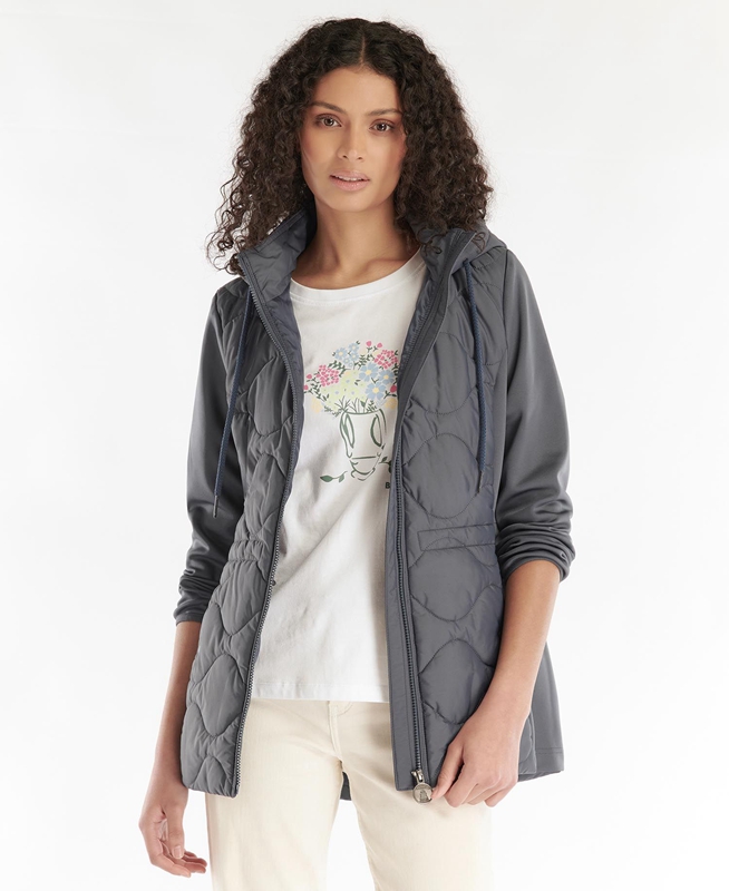 Women's Barbour Willowherb Quilted Sweatshirts Grey | NXBRWA-723