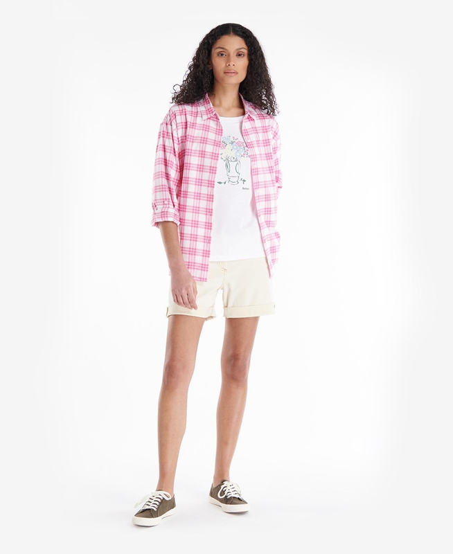 Women's Barbour Willowherb Shirts Pink | QBIDOX-143