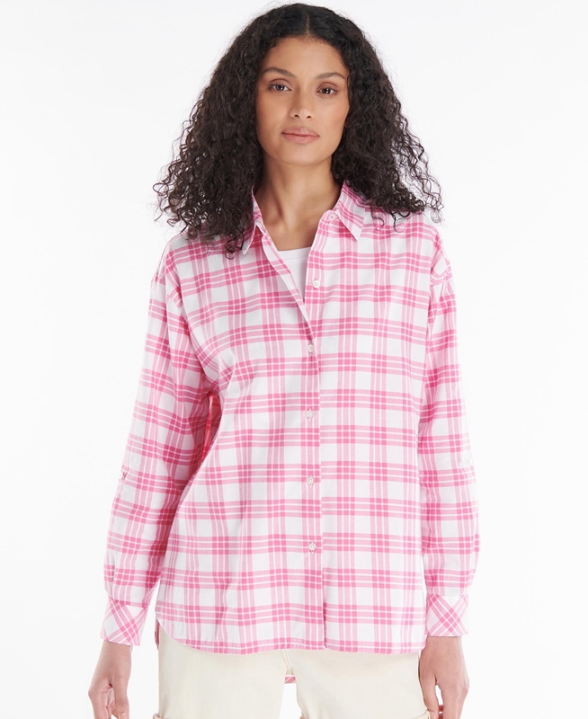 Women's Barbour Willowherb Shirts Pink | QBIDOX-143