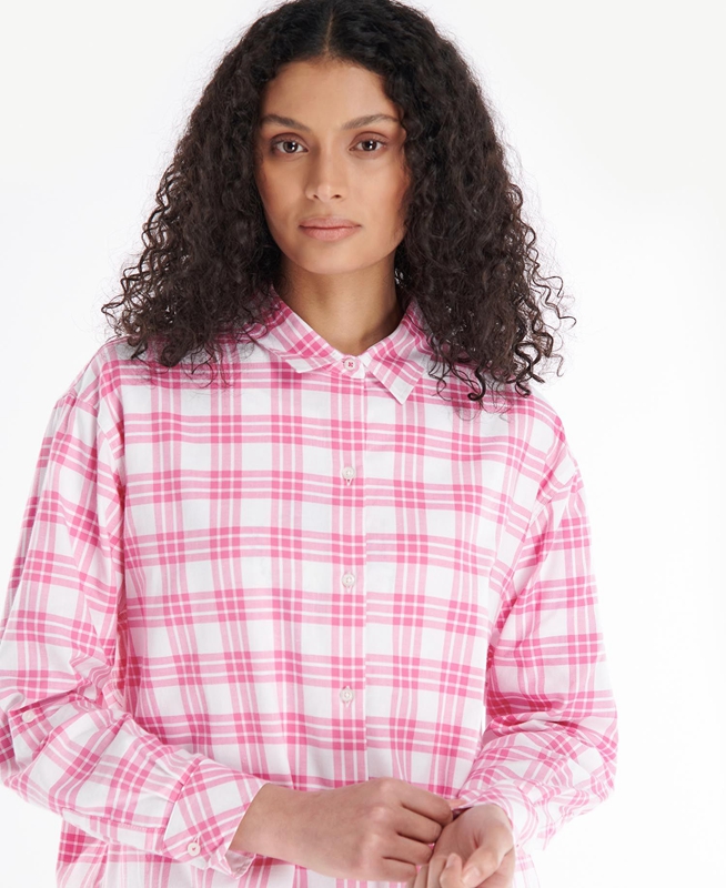 Women's Barbour Willowherb Shirts Pink | QBIDOX-143