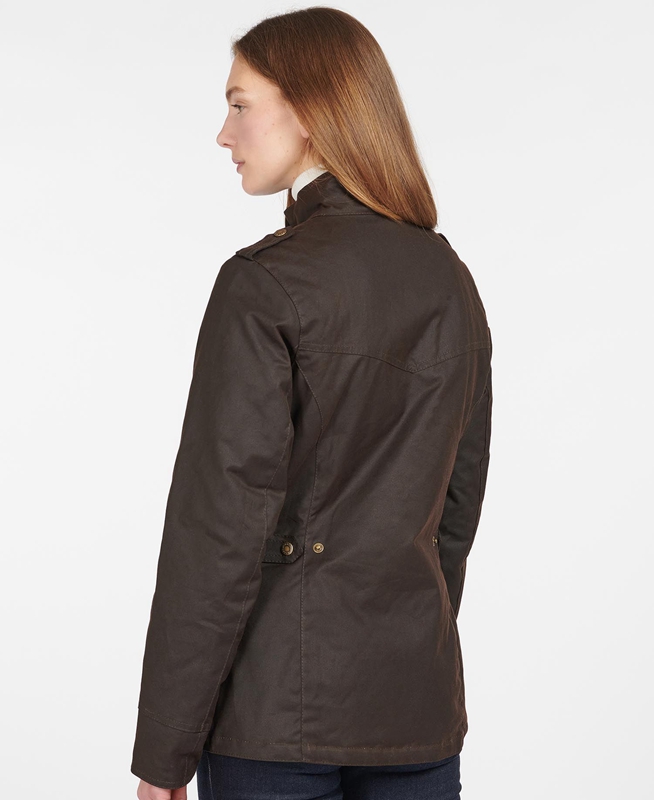 Women's Barbour Winter Defence Waxed Jackets Brown | CXBREG-149