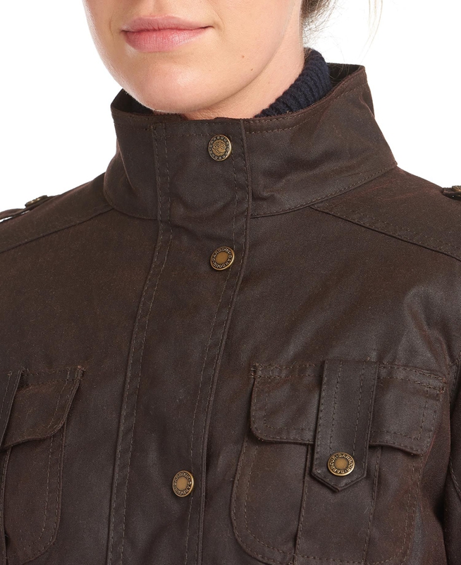 Women's Barbour Winter Defence Waxed Jackets Brown | CXBREG-149