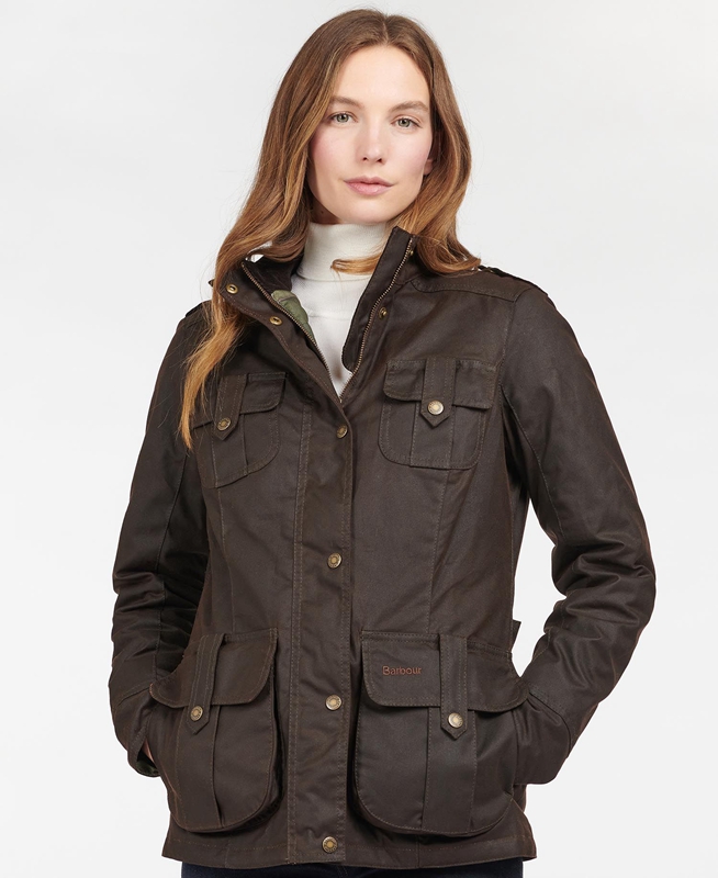 Women\'s Barbour Winter Defence Waxed Jackets Brown | CXBREG-149