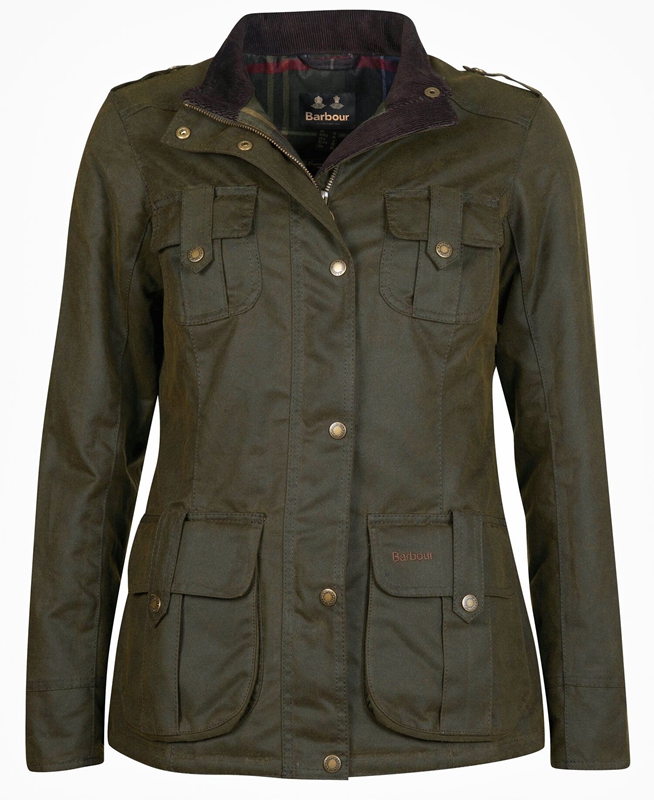 Women's Barbour Winter Defence Waxed Jackets Green | ENVTWJ-260