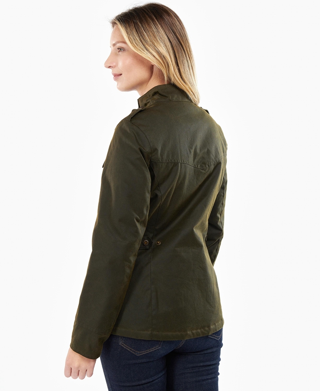 Women's Barbour Winter Defence Waxed Jackets Green | ENVTWJ-260