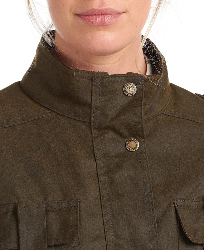 Women's Barbour Winter Defence Waxed Jackets Green | ENVTWJ-260