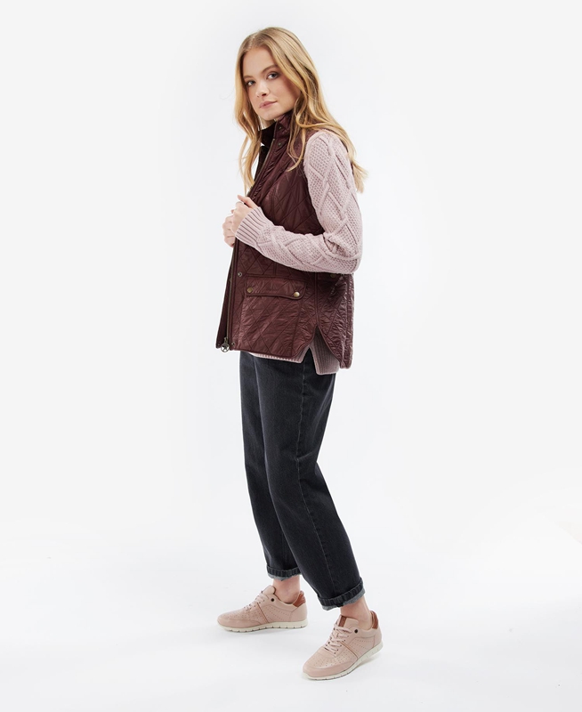 Women's Barbour Wray Vest Burgundy | PTYLDN-923