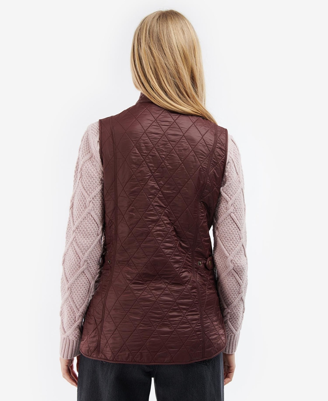 Women's Barbour Wray Vest Burgundy | PTYLDN-923