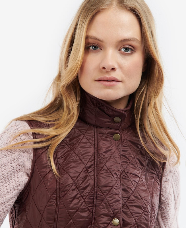 Women's Barbour Wray Vest Burgundy | PTYLDN-923