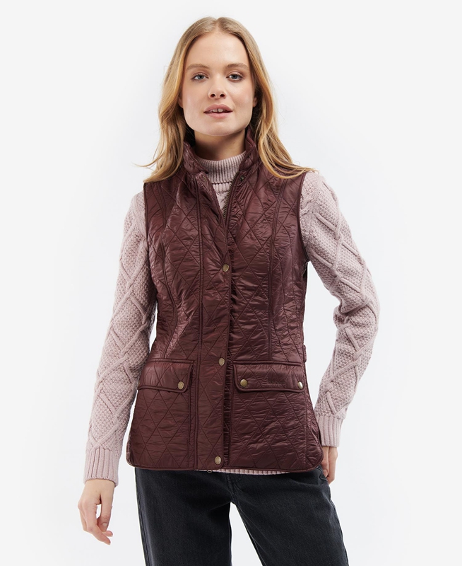 Women\'s Barbour Wray Vest Burgundy | PTYLDN-923